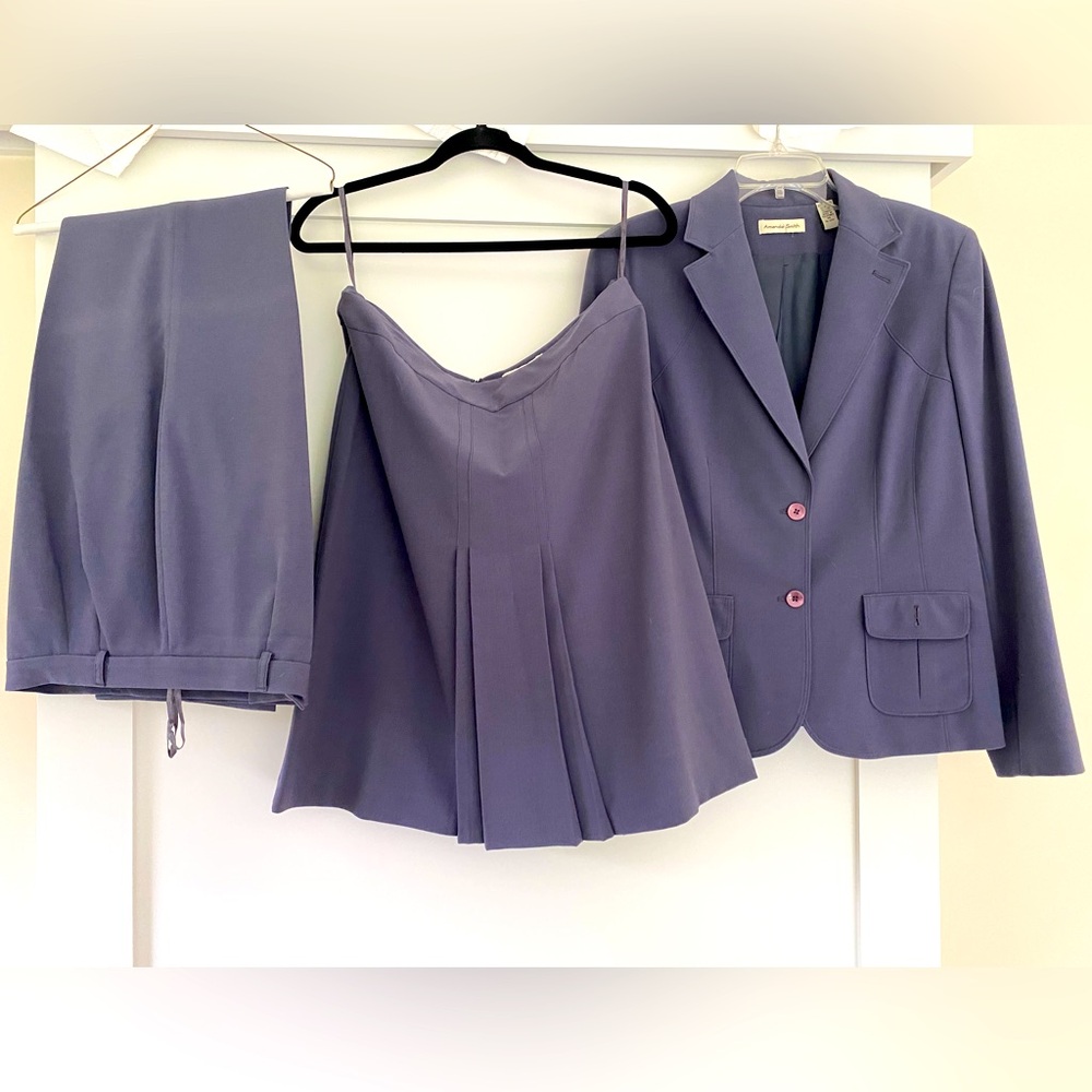 Gorgeous plum color Amanda Smith suit with Jacket, lined pants and skirt.
